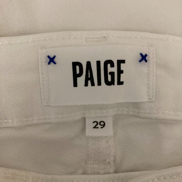 Paige Kylie Crop Women's White Jeans Cuffed Hem Sz 29 - Picture 9 of 10